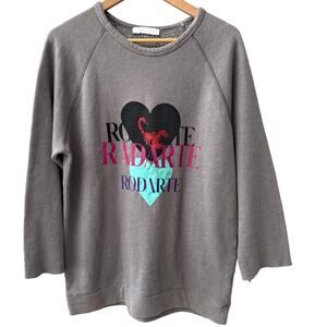 Rodarte RARE Logo Heart Scorpion Worn-In Gray Crewneck Sweater Size Medium